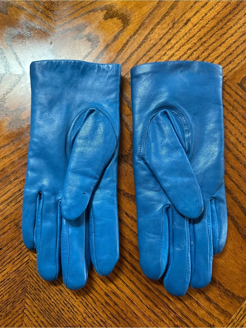 Women's Cobalt Blue Leather Gloves